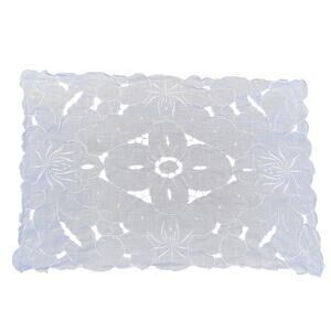 VTG Cotton White Embroidered Floral Eyelet Placemats, Scalloped Edge, Set of 4